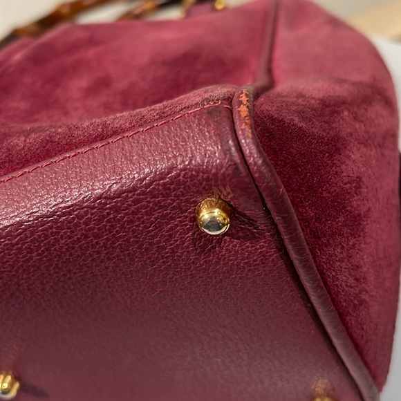 Gucci Purple Suede Bamboo Diana Crossbody Handbag with COA - some corner wear - Picture 15 of 17